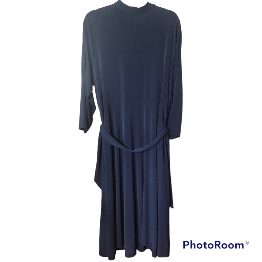 Charter Club French Twist Navy Blue Plus Size Midi Dress 3X - Picture 5 of 12